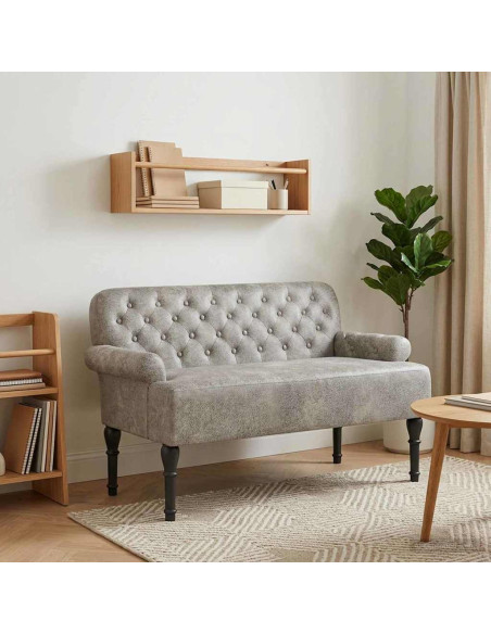 Loveseat con bottoni imbottiti Grigio Chiaro 120 x 65 x 78 cm