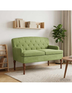 Loveseat con bottoni imbottiti Verde chiaro 111 x 65 x 79 cm