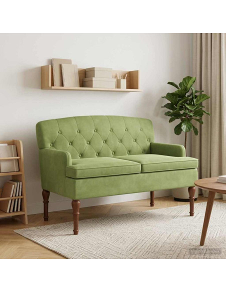 Loveseat con bottoni imbottiti Verde chiaro 111 x 65 x 79 cm