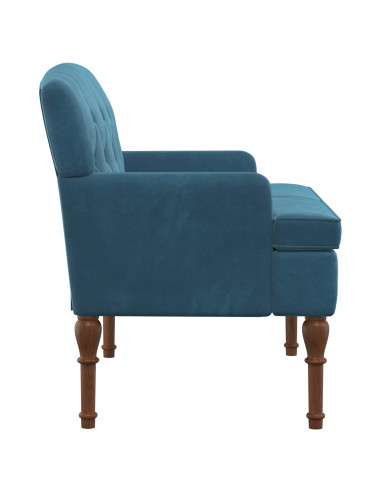 Loveseat con bottoni imbottiti Blu 111 x 65 x 79 cm Velluto