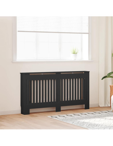 Copertura per Radiatore Nera 152x19x81,5 cm in Legno Multistrato