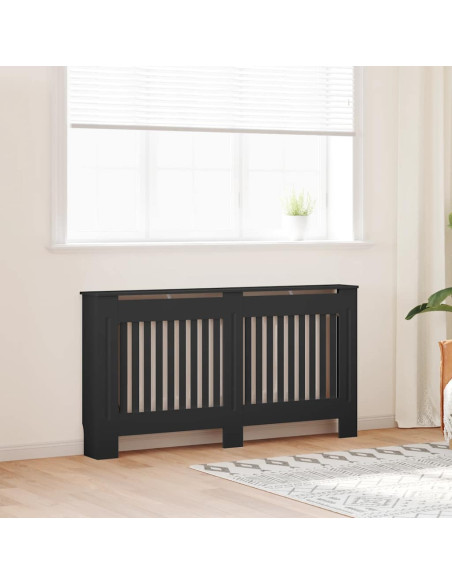 Copertura per Radiatore Nera 152x19x81,5 cm in Legno Multistrato