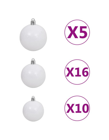 Albero di Natale Preilluminato con Palline Argento 240 cm PET