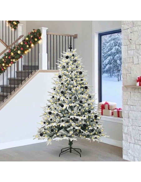 Albero di Natale Artificiale Pre-illuminato con Set di Palline