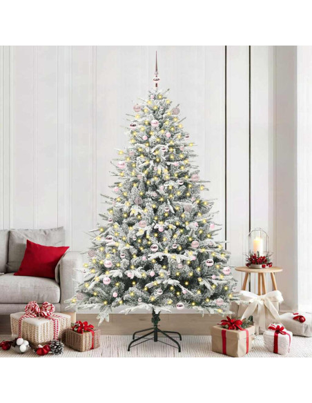 Albero di Natale Artificiale Pre-illuminato con Set di Palline
