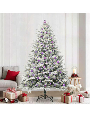 Albero di Natale Artificiale Pre-illuminato con Set di Palline