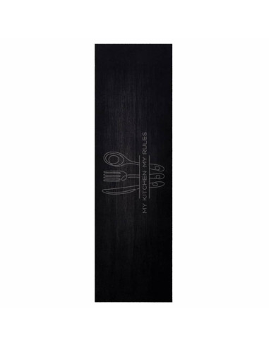 Tappeto da Cucina Posate Nero 150 x 45 cm Velluto