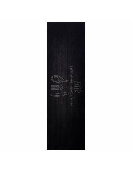 Tappeto da Cucina Posate Nero 150 x 45 cm Velluto