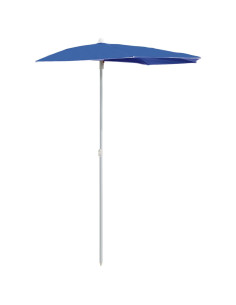 Ombrellone Semicircolare da Giardino con Palo 180x90 cm Azzurro