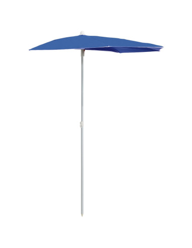 Ombrellone Semicircolare da Giardino con Palo 180x90 cm Azzurro