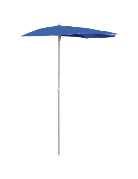 Ombrellone Semicircolare da Giardino con Palo 180x90 cm Azzurro