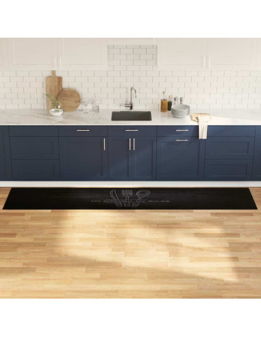 Tappeto da Cucina Posate Nero 300 x 60 cm Velluto