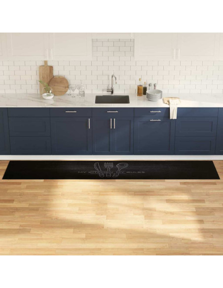 Tappeto da Cucina Posate Nero 300 x 60 cm Velluto
