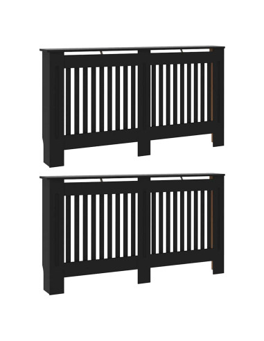 Copertura per radiatori 2 pcs Nero 152 x 19 x 81,5 cm