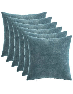 Federa 6 pcs HEERLEN Blu 40 x 40 cm Tessuto Chenille