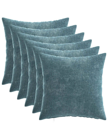 Federa 6 pcs HEERLEN Blu 40 x 40 cm Tessuto Chenille