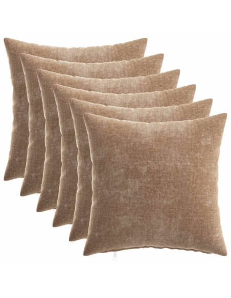 Federa 6 pcs HEERLEN Marrone 40 x 40 cm Tessuto Chenille