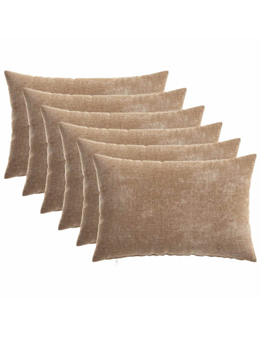 Federa 6 pcs HEERLEN Marrone 30 x 50 cm Tessuto Chenille