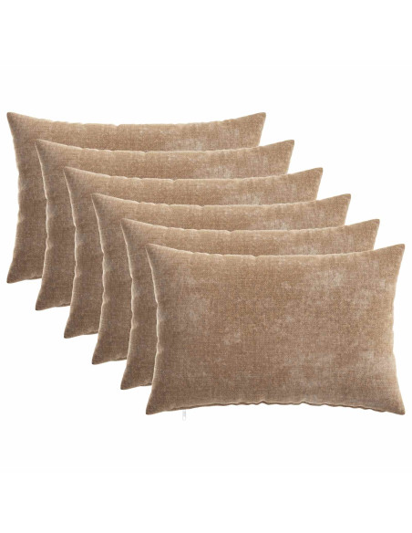 Federa 6 pcs HEERLEN Marrone 30 x 50 cm Tessuto Chenille