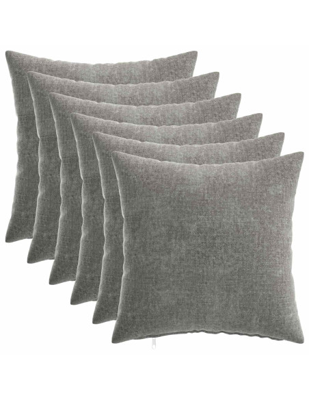 Federa 6 pcs HEERLEN Grigio Scuro 35 x 35 cm Tessuto Chenille