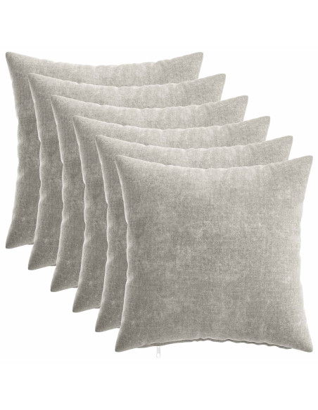 Federa 6 pcs HEERLEN Grigio Chiaro 35 x 35 cm Tessuto Chenille