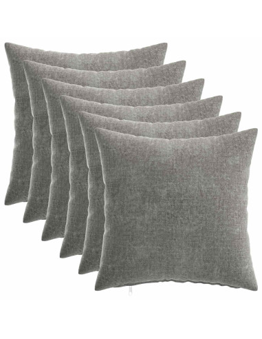 Federa 6 pcs HEERLEN Grigio Scuro 40 x 40 cm Tessuto Chenille