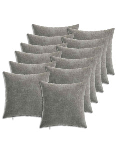 Federa 12 pcs HEERLEN Grigio Scuro 40 x 40 cm Tessuto Chenille