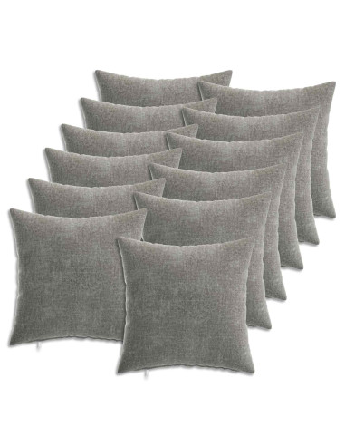 Federa 12 pcs HEERLEN Grigio Scuro 40 x 40 cm Tessuto Chenille
