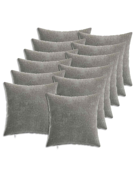 Federa 12 pcs HEERLEN Grigio Scuro 40 x 40 cm Tessuto Chenille