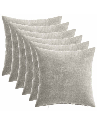 Federa 6 pcs HEERLEN Grigio Chiaro 40 x 40 cm Tessuto Chenille