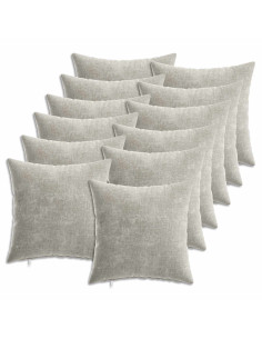 Federa 12 pcs HEERLEN Grigio Chiaro 40 x 40 cm Tessuto Chenille