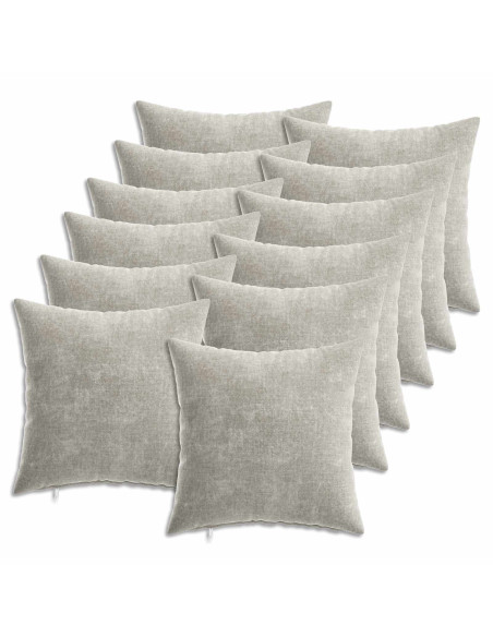 Federa 12 pcs HEERLEN Grigio Chiaro 40 x 40 cm Tessuto Chenille