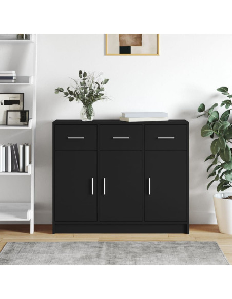 Credenza Nera 91x28x75 cm in Legno Multistrato