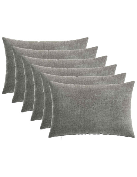 Federa 6 pcs HEERLEN Grigio Scuro 30 x 50 cm Tessuto Chenille