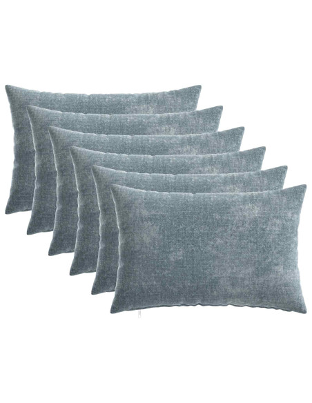 Federa 6 pcs HEERLEN Azzurro 30 x 50 cm Tessuto Chenille