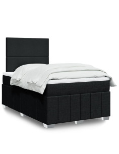 Giroletto a Molle con Materasso Nero 120x190 cm in Tessuto