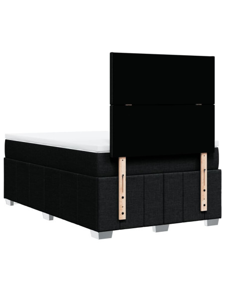 Giroletto a Molle con Materasso Nero 120x190 cm in Tessuto