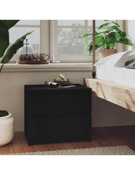 Comodino Nero 50x39x43,5 cm in Legno Multistrato