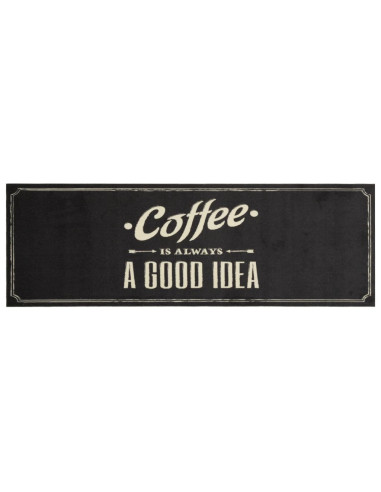 Tappeto da Cucina Lavabile Testo Caffè 60x180 cm in Velluto