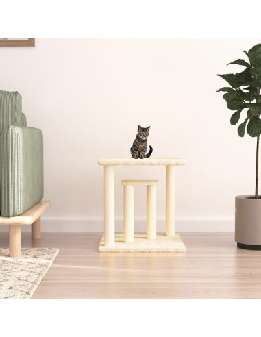 Pali Tiragraffi per Gatti con Piattaforme Crema 50 cm