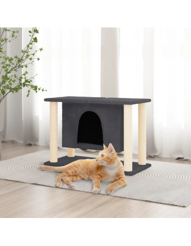 Albero per Gatti con Tiragraffi in Sisal Grigio Scuro 50 cm