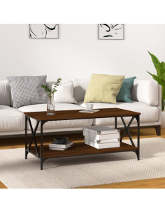 Tavolino Rovere Marrone 100x50x45 cm Legno Multistrato e Ferro