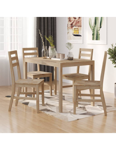 Set da Pranzo 5 pz in Legno Massello di Acacia