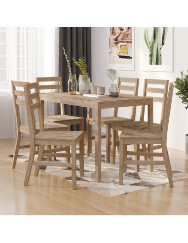 Set da Pranzo 7 pz in Legno Massello di Acacia