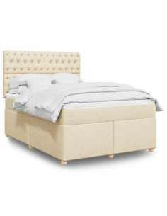 Giroletto a Molle con Materasso Crema 140x19 cm in Tessuto