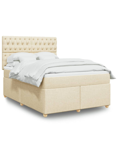 Giroletto a Molle con Materasso Crema 140x19 cm in Tessuto