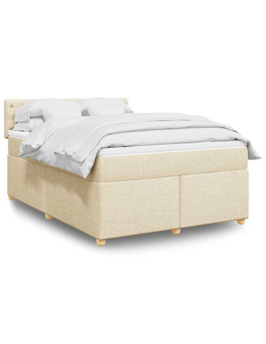 Giroletto a Molle con Materasso Crema 140x19 cm in Tessuto