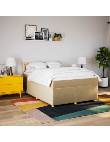 Giroletto a Molle con Materasso Crema 140x19 cm in Tessuto