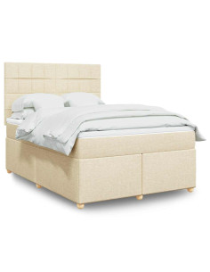 Giroletto a Molle con Materasso Crema 140x19 cm in Tessuto
