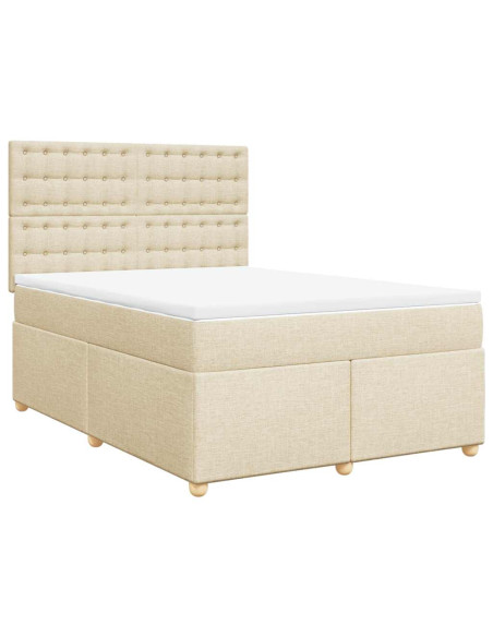 Giroletto a Molle con Materasso Crema 140x19 cm in Tessuto